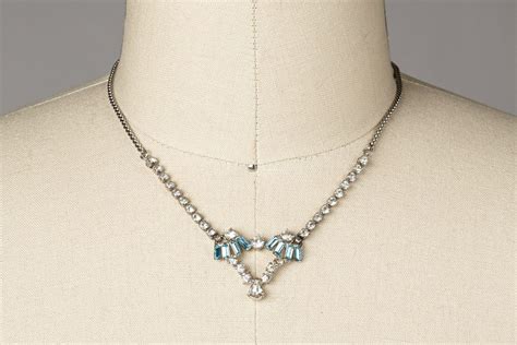 S Rhinestone Sky Blue Jeweled Vintage Necklace Revival Etsy