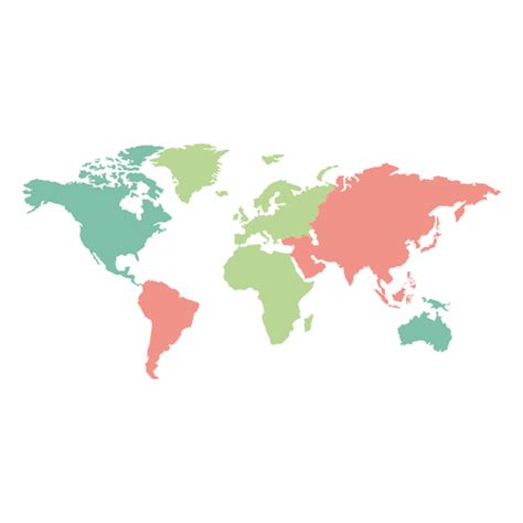 Colored Continents World Map Transparent Png And Svg Vector File