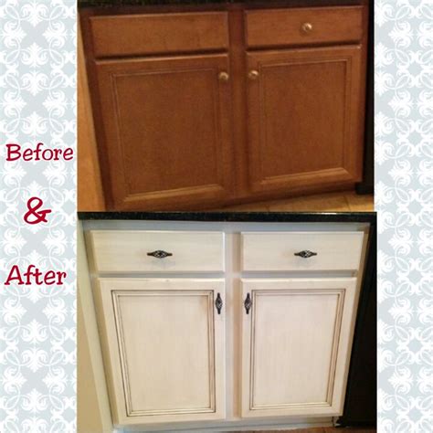 Kitchen cabinet refinishing means that you keep all components of your existing cabinetry and simply change the color or the finish which is often completed via hand sanding or chemically stripping the existing finish from the wood, then applying new. Before & After of a light cabinet finish. What a ...