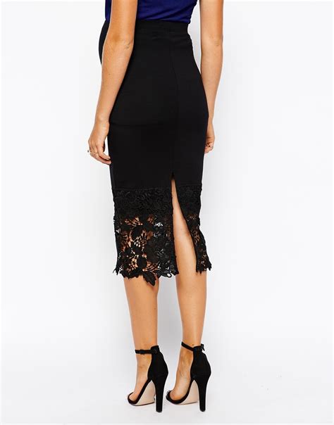 Asos Exclusive Lace Pencil Skirt In Black Lyst