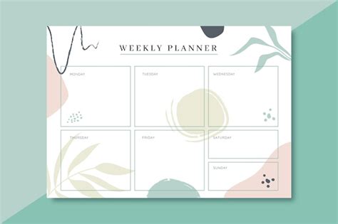 Free Vector Colorful Weekly Planner Template