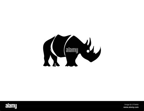 Black Rhinoceros Minimal Style Icon Illustration Design Stock Vector