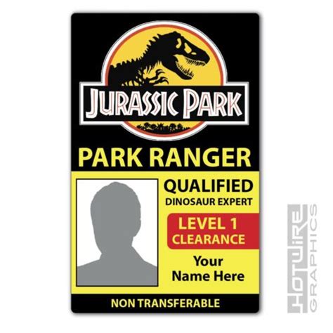 Personalised Printed Novelty Id Jurassic Park Ranger Dinosaur Expert