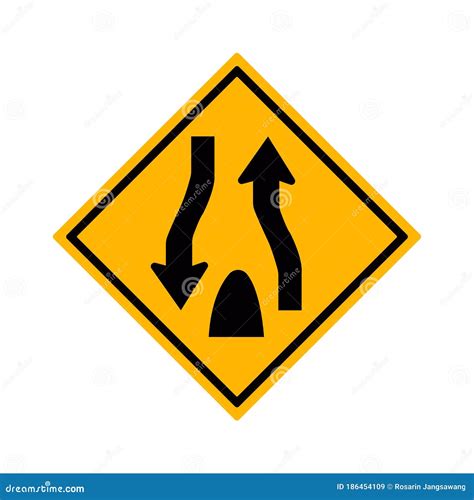 Divided Highway Ends Sign Isolated On A White Background Stock Vector