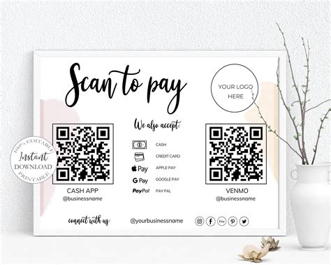 Editable Scan To Pay Card Canva Template Qr Code Sign Template