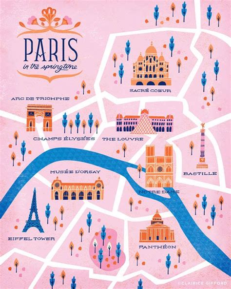 Mapa De Paris Ilustrado Travel Maps Paris Travel Travel Posters