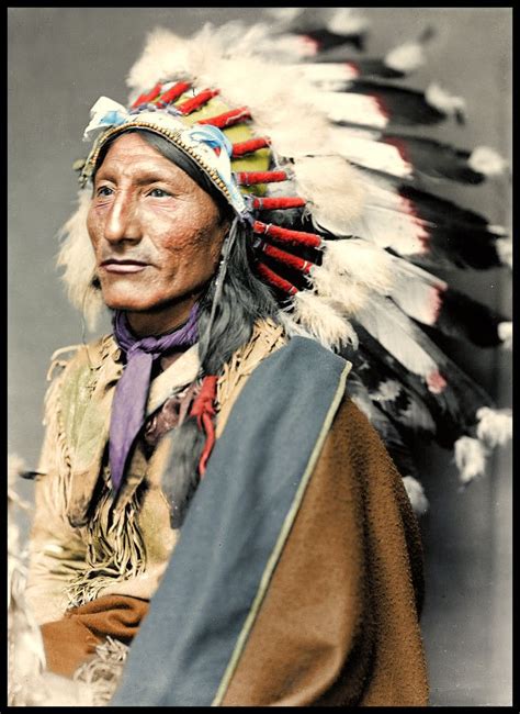 What A Beautiful Colorized Portrait Native American Chief Native American Men Native