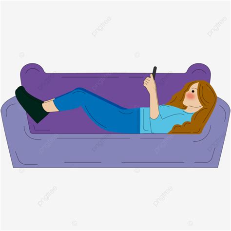 Lying On Sofa Vector Hd Images Illustration Of A Woman Lying On The
