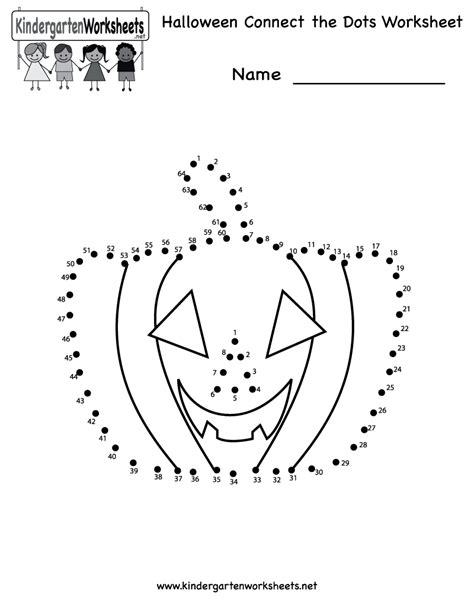 kindergarten halloween connect  dots worksheet printable halloween