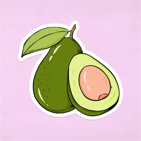 Psd Cartoon Sticker Avocado Hand Drawn Free Psd High Resolution Mockup