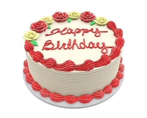 Birthday Cake White And Red 3d Model Cgtrader