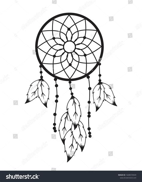 Dream Catcher Feathers Zentangle Style Vector Stock Vector Royalty