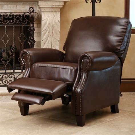 Abbyson Clarkton Leather Pushback Recliner In Brown Vs 1055 Brn 1