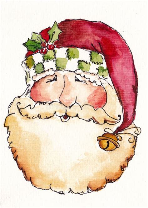 Watercolor Portrait Of Santa Claus Stock Illustration Illustration Of