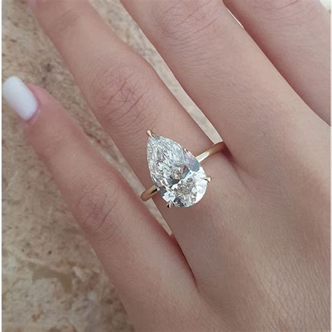 Ct Pear Shaped Moissanite Engagement Ring Vintage Unique Etsy