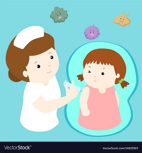 Nurse Giving Vaccination Injection To Little Girl Vector Image
