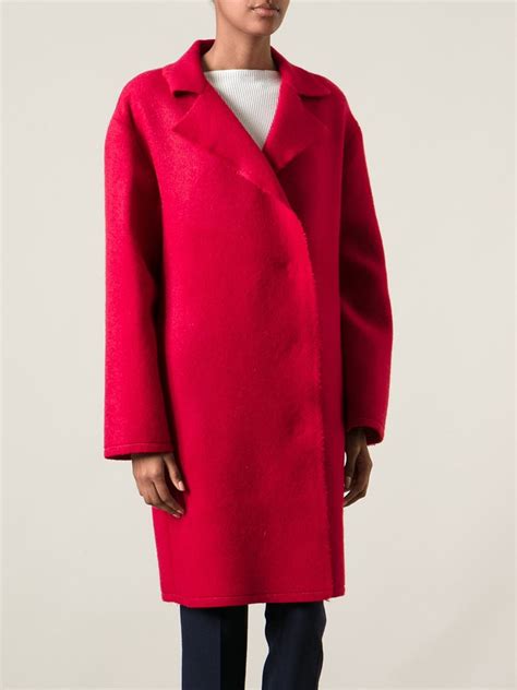 Lyst Lanvin Single Breasted Coat In Red