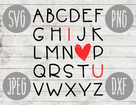 Valentine SVG ABC I Love You Svg Png Jpeg Dxf / Commercial Cut - Etsy