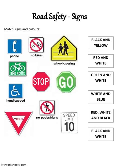 Road Safety Signs Interactive Worksheet