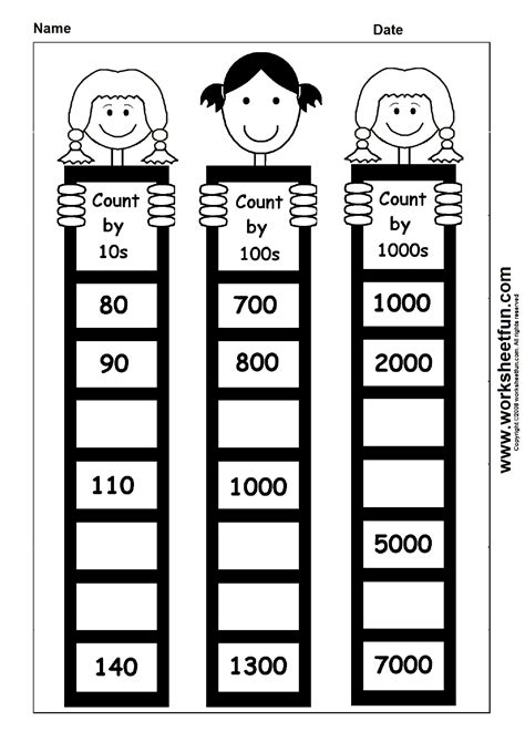 Skip Counting By 10 100 And 1000 1 Worksheet First Grade Math