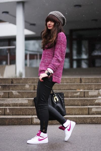 Maroon Zara Sweaters White Nike Shoes Black Prada Bags