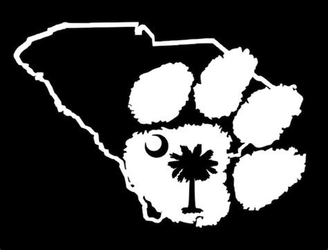 Clemson Paw With South Carolina Outline And Palmetto Tree Etsy