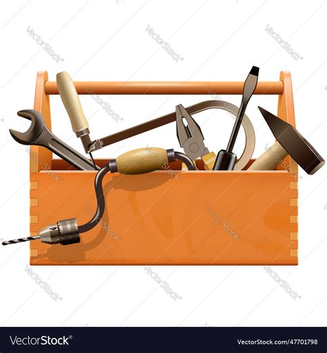 Wooden Toolbox With Old Retro Tools Royalty Free Vector