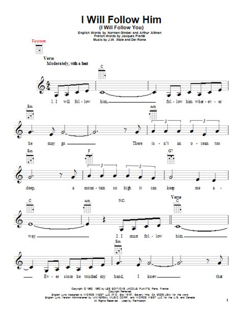 Posted on december 2, 2017. I Will Follow Him (I Will Follow You) Sheet Music | Little ...
