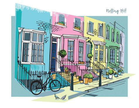 Notting Hill A3 Illustrated Print By Rocket 68