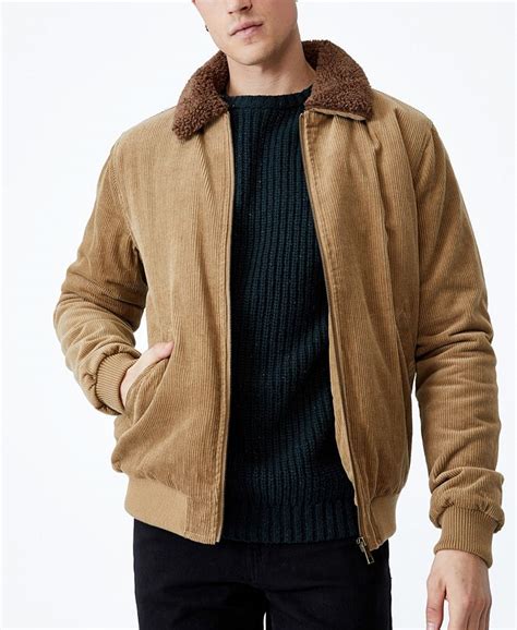 Cotton On Mens Faux Sherpa Collar Bomber Jacket Macys