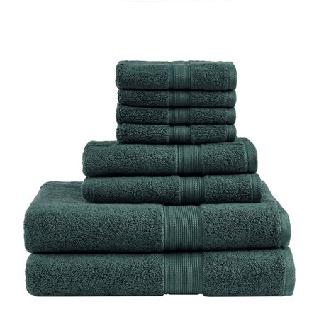 8pc Dark Green 800gsm Long Staple Cotton Bath Towel Set 800gsm Dark Green