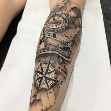 Aeroplane Tattoo Tattoos For Guys Forearm Tattoos Compass Tattoo Design