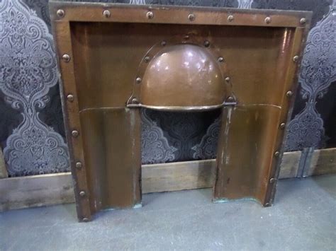 Stunning Vintage Gothic Copper Fire Back Plate Studded Fireplace Uk