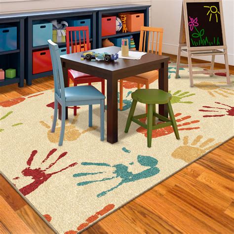 Involve your child in the decision making when searching for a kids rug so that they can take pride in their room. Kids Hand Prints Area Rug Colorful Fun Kid's Bedroom ...