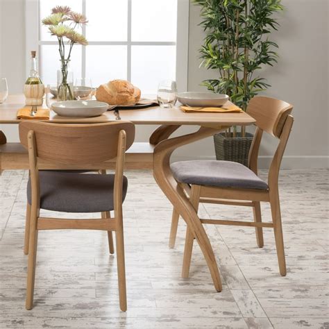 Noble House Mid Century Modern Harper Dining Chairs Set Of 2 Natural