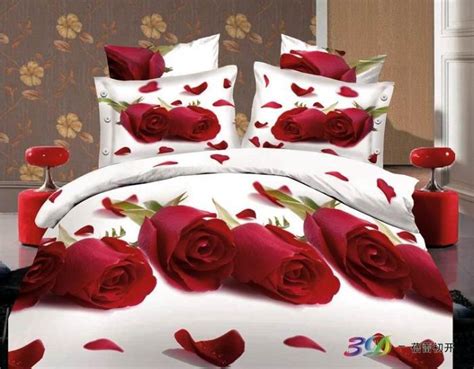 Elegant Red Rose Comforter Bedding Set Queen Size Pcs D Bed Set