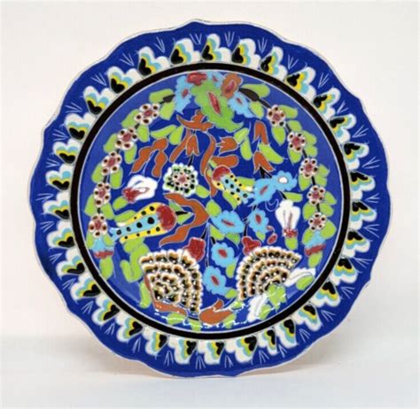 Vintage Hand Painted Kutahya Turkey Plate Signed Cagda Gini Raised
