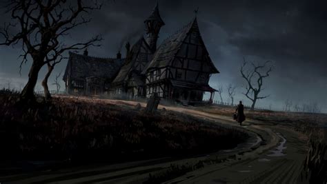 Dark Haunted Horror Gothic House Storm Rain Art Wallpaper