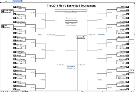 Excel Spreadsheets Help March Madness 2011 Best Downloadable Excel Bracket