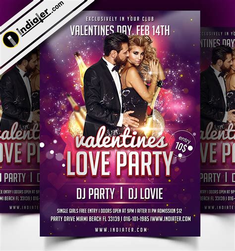 Free Psd Valentines Day Love Party Flyer Template Indiater