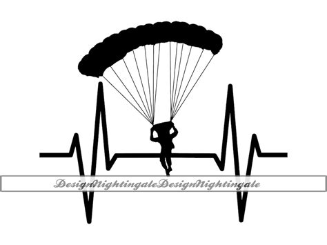 Skydiving Heartbeat Svg Parachuting Ekg Svg Parachute Svg Sky Diver