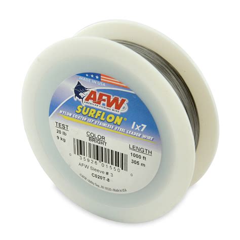 Afw Surflon Nylon Coated 1x7 Stainless Steel Leader Wire Bright