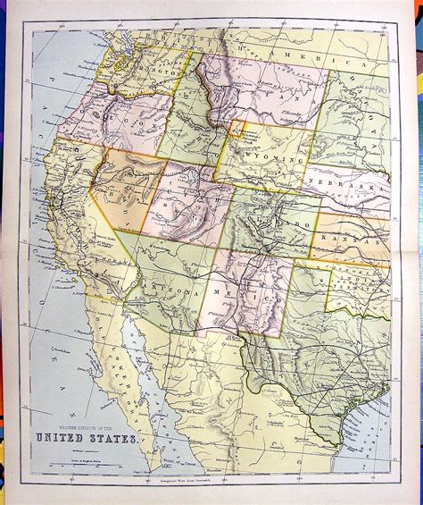 Introducing compart maps western usa wall map wall map/mural. Rare 1876 Color Engraving MAP OF WESTERN UNITED STATES | eBay