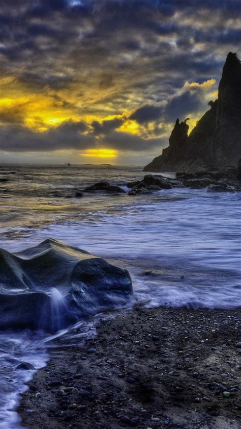 Rocks Sea Water Stream Sunset Clouds 750x1334 Iphone 8766s