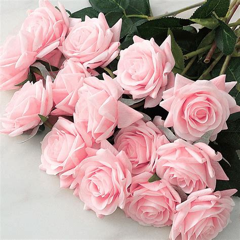 silk flower roses 20pcs light pink real touch artificial roses etsy