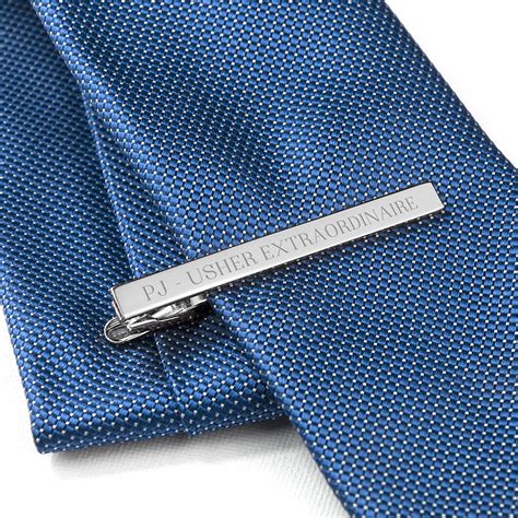 Personalised Rhodium Plated Tie Clip By Thelittleboysroom