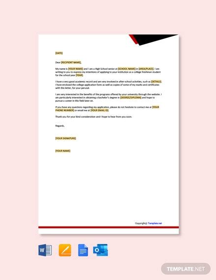 Free Letter Of Intent For College Graduate Program Template Word