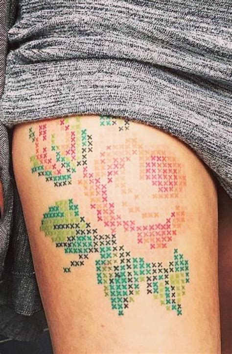 65 Colorful Cross Stitch Tattoos Designs And Ideas Tattoo Me Now