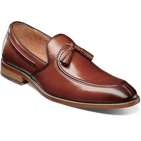 Stacy Adams Donovan Cognac Genuine Leather Moc Toe Drop Tassel Shoes