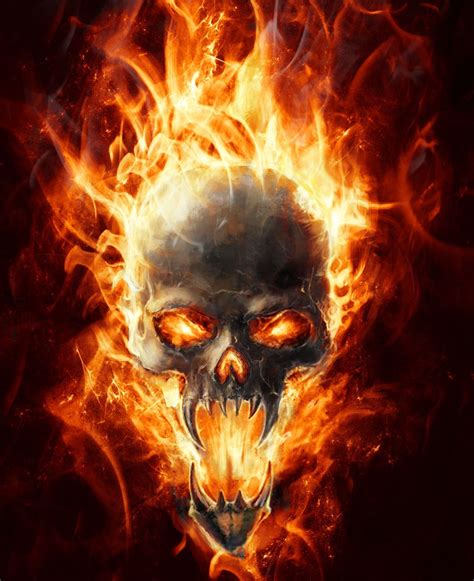 Skull Flames Door Wrap Flaming Skull With Black Background Contact Rm